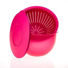 Tupperware Junge Welle Schüssel 4,3 l Pink + Sieb Servierschüssel Salatschüssel
