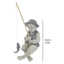Gartenfigur Junge Angler