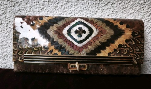 Vintage feder clutch 1970er - vintage,