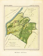 ANTIKE LANDKARTE-NIEDERLANDE-STADTPLAN-TEGELEN-LIMBURG-KUYPER-1865