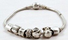 ORIGINAL PANDORA 925 Silber Armband HERZ 7 BEADS Charms ALE Modernist Bracelet