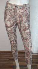 #Damen Stoff Hose Marke Madeleine Blumen Muster Gr 36 / D18 elegant beige 7/8