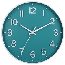 Teal Wall Clock 12" Silent Non