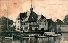 AK GRUSS AUS WESTPREUSSEN ELBING BOOTSHAUS DER RUDER VEREINS R. V. NAUTILUS 1917