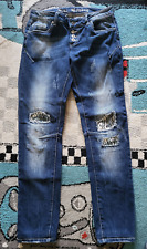 Damen Mädchen Blue Monkey Jeans W28 L30 Flicken Pailetten TOP