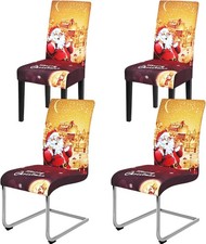 Yugarlibi Weihnachten Stretch Stuhlhussen 4er Set Stuhlbezug Schwingstuhl