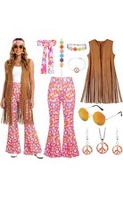 Hippie Kostüm Damen 9-teilig