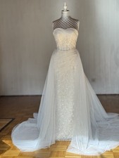 Fischschwanz Brautkleid mit Perlenbesatz, Pailletten & Schleppe |Neu