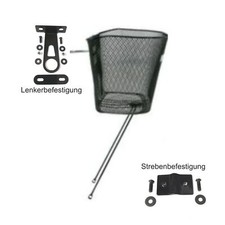 Lenkerkorb mit Streben Vorderradkorb Festmontage Fahrradkorb Schwarz