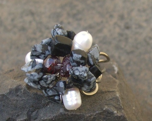 Ring schneeflockenobsidian - ring,
