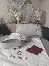 Original AIGNER Tasche Pam NEU spectre grey /grau mit Leder Schultergurt 