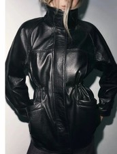 Zara Lederjacke Leder Parka
