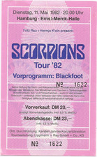 Scorpions   In Concert 1982 Hamburg  Ticket / Konzertkarte / Eintrittskarte