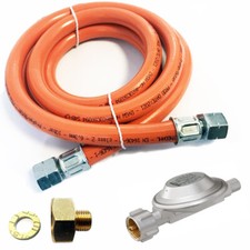 29 / 30 mbar Druckminderer + 3m Gasschlauch + Übergang 1/2" R  x 1/4" lks