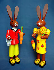 Großfiguren Osterhasenpaar groß 42cm Erzgebirge Handarbeit Hasen-Paar Osterhase