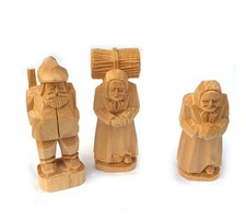 3 Figuren Original ERZGEBIRGE Holz Geschnitzt Klein ca. 8 - 10 cm
