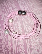 Armband Rosa Strass Kugeln mit Magnet Klipp Verschluss 18,5cm Gesamtlänge 
