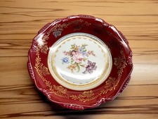 Bavaria Winterling Porzellan Teller Rot Gold Blumen