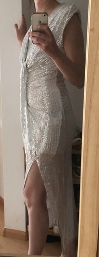 Kleid abendkleid weiß silber - abendkleid,