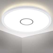 LED Deckenleuchte ultraflach Panel Deckenlampe Wohnzimmer Flur Slim weiß silber
