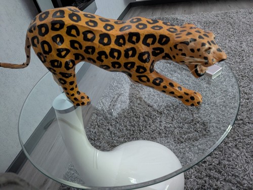 Vintage leopard figur holz und - figur,