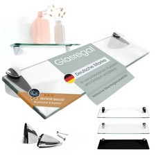 Glasregal Wandregal 8mm ESG Glas Regal Glasablage Bad Badregal Schwarz Klar Matt