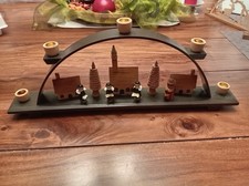 Holz Schwibbogen Lichterbogen Erzgebirge 5x  Kerzen Kurrende Sänger Kirche Dorf 