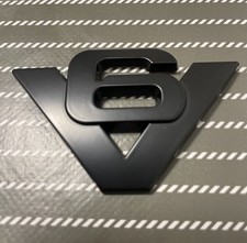Emblem/Logo 3D V6 Metall Aufkleber Schwarz Matt, 6,4 x 4 cm
