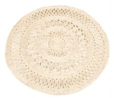 NaDeco Strohteppich mit Muster 120cm Naturteppich Strohteppich Boho Wandteppich