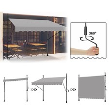 Markise mit Kurbel Klemmmarkise Balkonmarkise Sonnenschutz Terrasse Balkon Grau