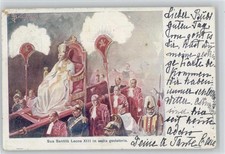 12023825 - Papst Leo XIII. im Tragstuhl (Sedia gestatoria) Paepste 1900