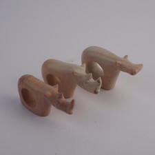 3 Stk. Speckstein Serviettenring Halter Nashorn Nielpferd