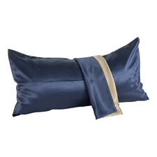 ORIGNEE® Seide Kissenbezug, Kissenhülle,  100% Maulbeerseide, Blue/Taupe