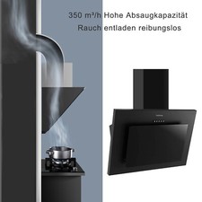 60cm Kopffreihaube Dunstabzugshaube Umluft Abluft Haube Schräghaube Schwarz
