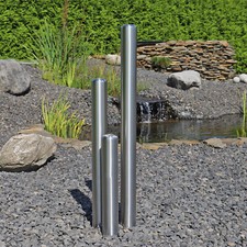 3 EdelstahlSäulen  Springbrunnen ESB1 100cm gebürstet Edelstahl Element Garten