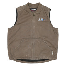 WOLVERINE Herren Braun Baumwollmischung Reißverschluss Jacke XL Arbeitskleidung Ärmellos Freizeit Weste