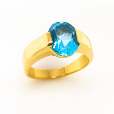 18 K 750 Gelb Gold Damen Solitär Verlobung Ring RG 55 NP: 800€  Neuw Blau Unika