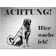 Kangal Hirtenhund - Schild bedruckt - Edelstahl Look - Hund - Spruch - Warnung