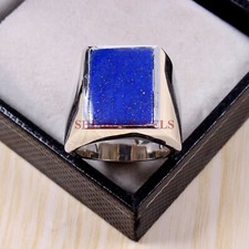 Natürlich Lapislazuli Edelstein Mit 925 Sterlingsilber Ring für Herren #26