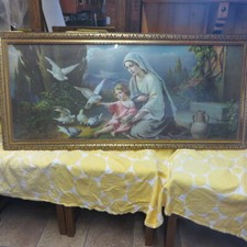 Großes Heiligenbild antik Giovanni Bild * Maria Jesus Tauben * Schlafzimmerbild