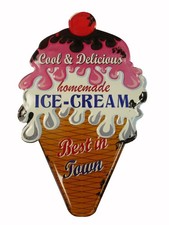 Blechschild Ice Cream geprägt