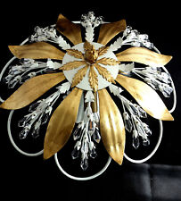 Hochwertige Italienische Weiss-Gold Metall Bleikristall Deckenlampe 3 Flammig