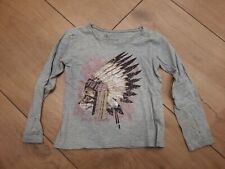 Langarm Shirt Gr. 116 von Alive grau rosa Indianer Hund Pullover