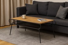 Stylischer Couchtisch in Holzoptik mit Glasablage – Schwarz/Nussbaum