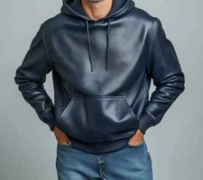 Herren Bomber Lederjacke Blau