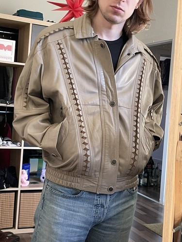 Leder jacke vintage - jacke,