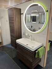 Hansgrohe Xelo Q Badmöbel 80cm Nussbaum, Waschtisch, Armatur, Spiegel usw.