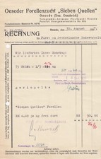 OESEDE, Rechnung 1937, Oeseder Forellen-Zucht Sieben Quellen