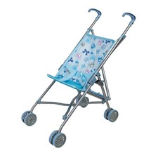 Idena Puppenbuggy Puppenwagen zusammenklappbar Bärchen Motiv Blau