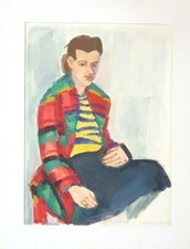 Rolf DIENER 1906 - 1988 - Aquarell auf Papier, "Portrait, Irma Kruspe", (19)73